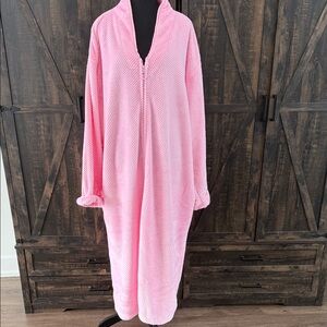 Just Love Soft Pink Textured Robe zip front 3xl